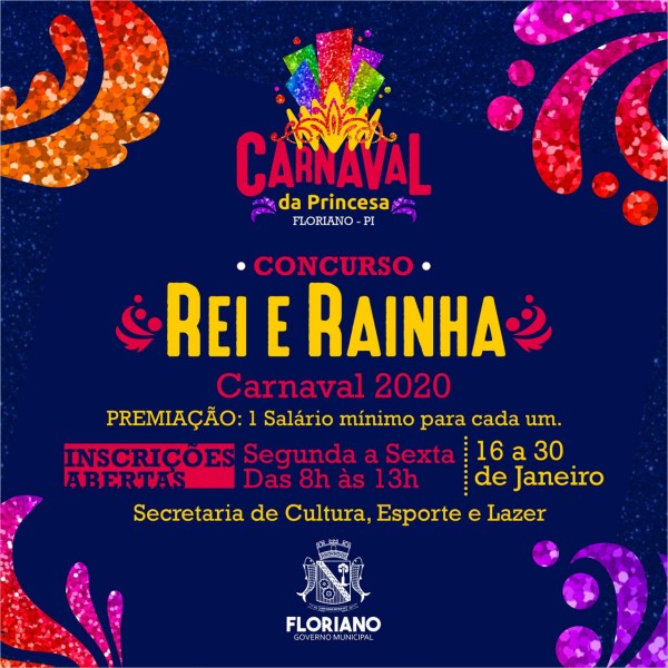 Concurso Rei e Rainha do Carnaval de Floriano está com inscrições abertas