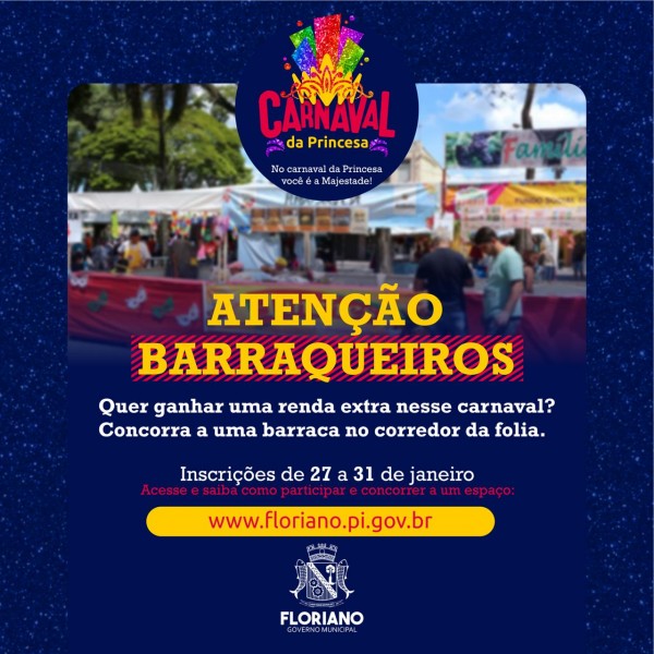 Lançado edital para concorrer a barracas do Carnaval de Floriano