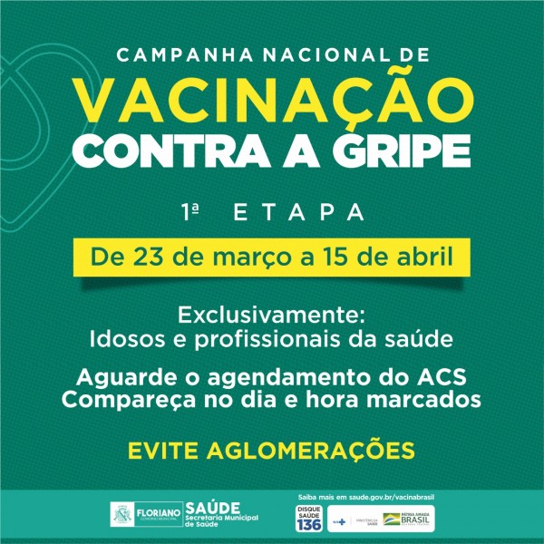 Vacinação contra Gripe em Floriano terá organização especial para evitar aglomerações