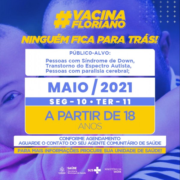 Floriano vai iniciar vacinação de gestantes, pessoas com Down, autismo e paralisia cerebral