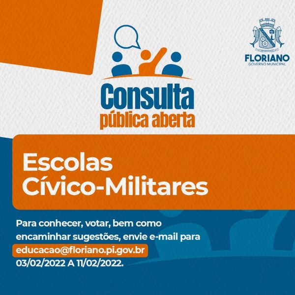Floriano abre Consulta Pública para o Programa Nacional de Escolas Cívico-Militares