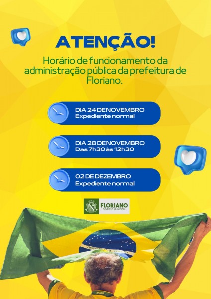 Prefeitura de Floriano publica decreto que altera expediente nos dias de jogos da Seleção na Copa