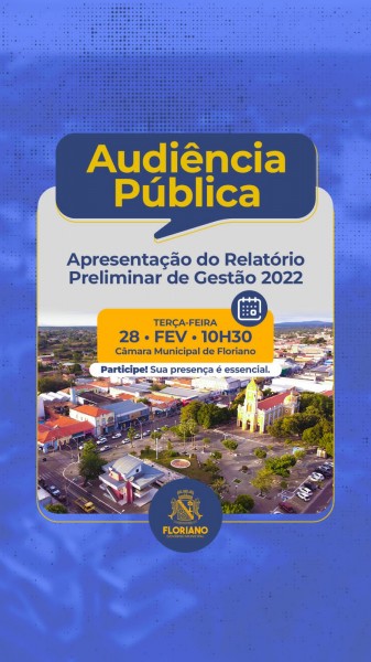 Prefeitura de Floriano convida população para apresentação do Relatório de Gestão 2022
